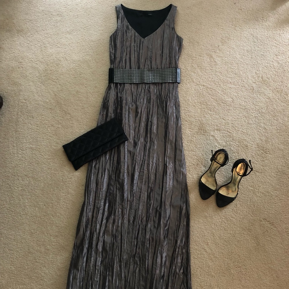 Grey metalic long dress